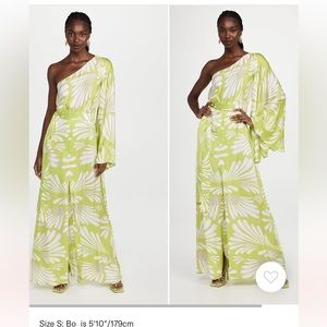 Alexis Lio Dress, One shoulder long sleeve gown,Color:Lime Green (Bliss) Size L